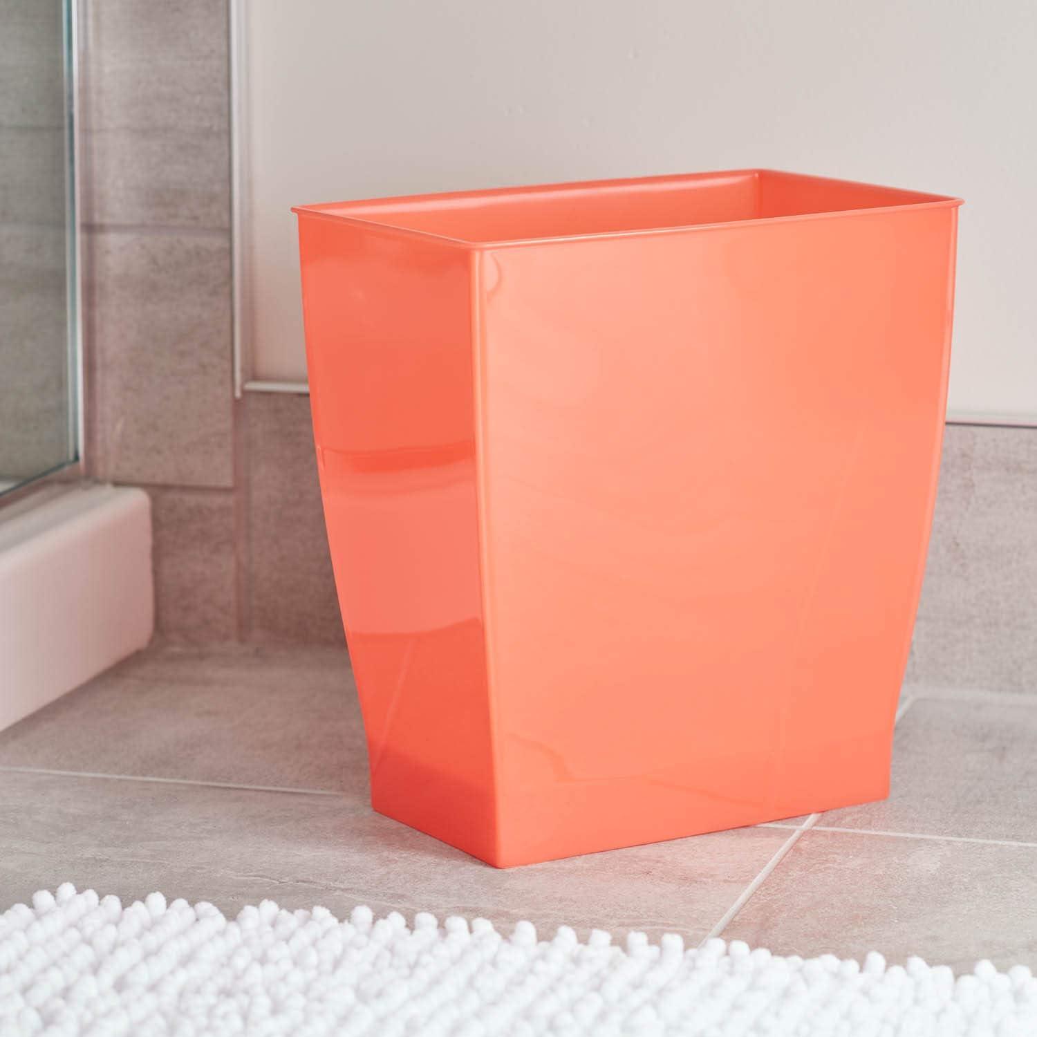 iDesign Mono BPA-Free Plastic Rectangular Waste Basket - 11.25" x 7.5" x 12", Tango Orange