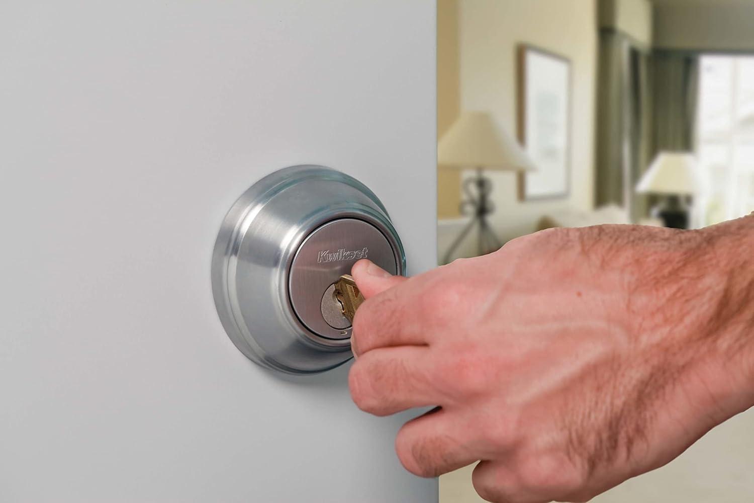 Kwikset SmartKey Satin Nickel Metal Deadbolt