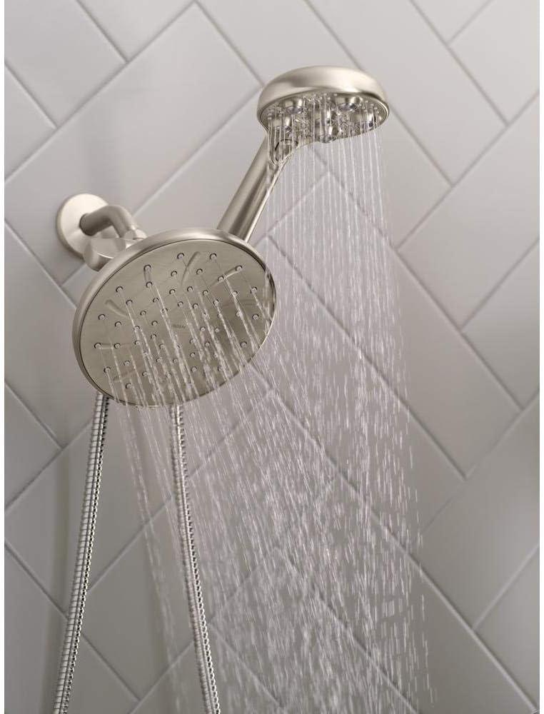 HydroRoller Nickel Dual Handheld and Rain Shower Head