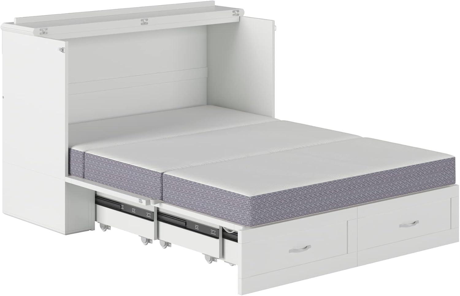 AFI Hamilton Murphy Modern Solid Wood Full Bed Chest with Mattress in White