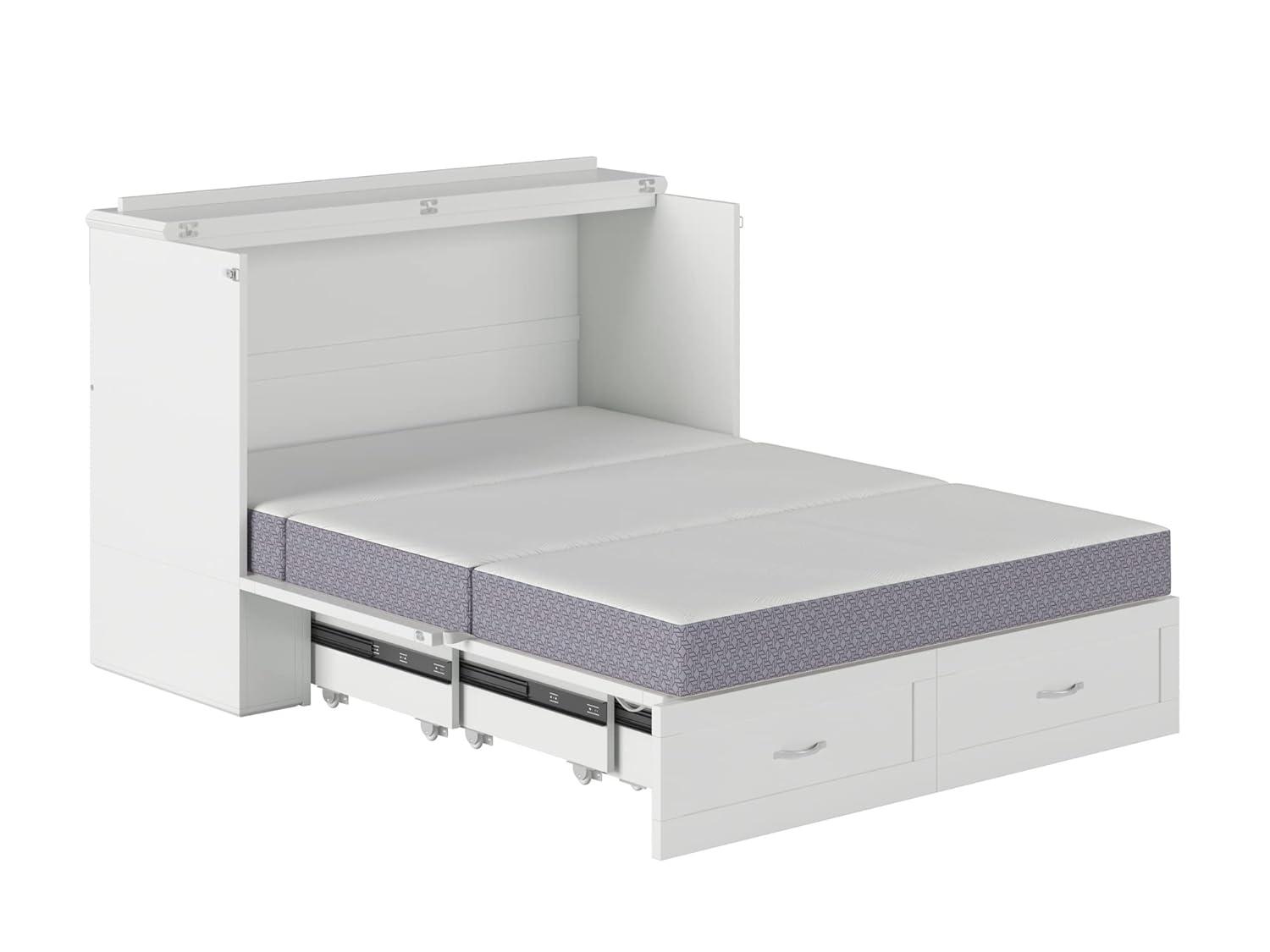 AFI Hamilton Full Solid Wood Murphy Bed Chest with Built-In Charger in White