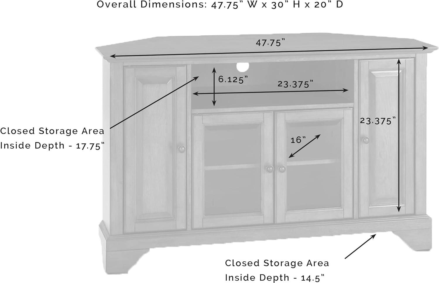 Alexandria Corner TV Stand for TVs up to 48" Dark Red - Crosley: Hardwood Frame, Brass Hardware, Cable Management