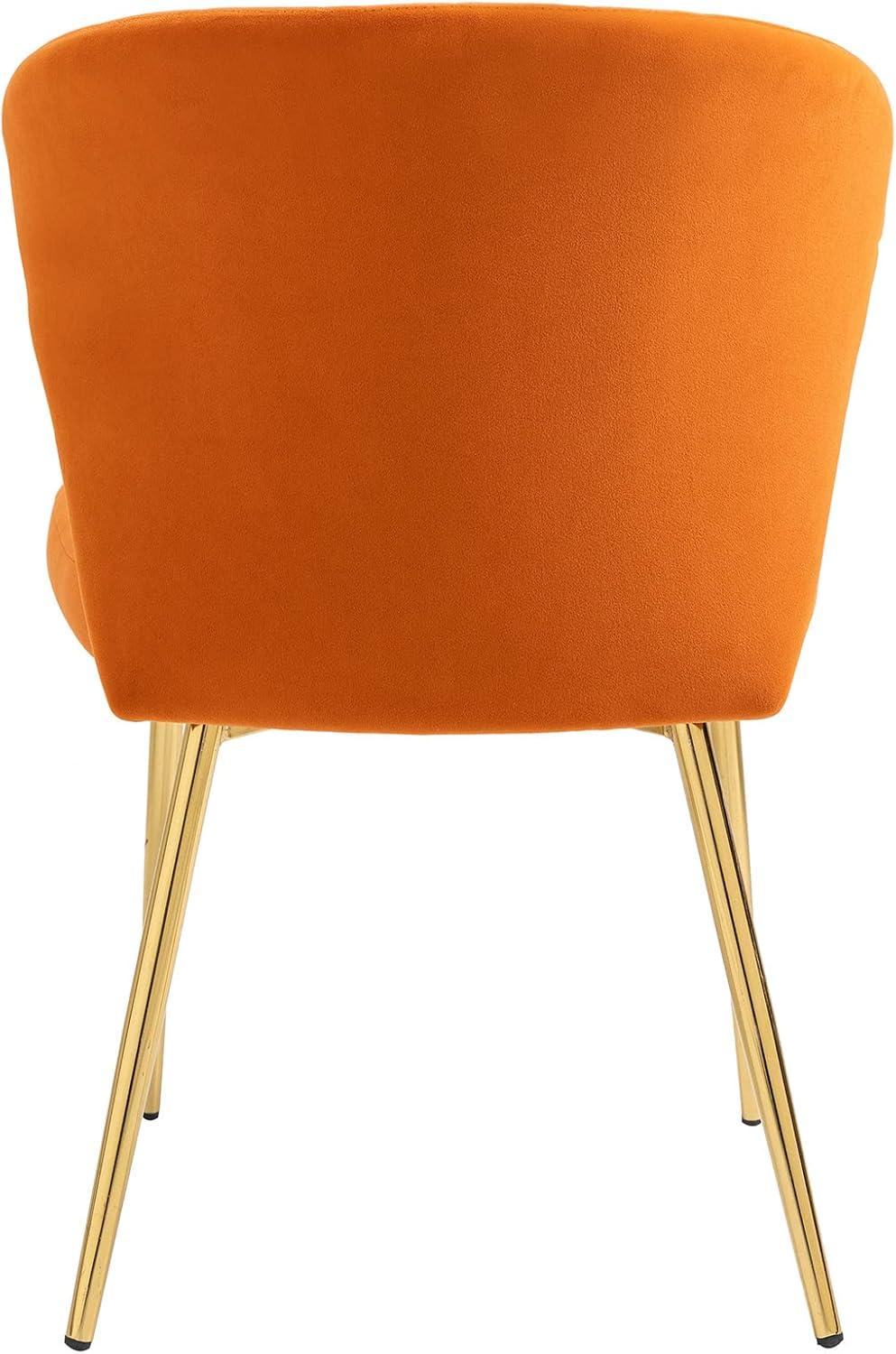 Velvet Dining Chairs Set of 2 Upholstered Side Chairs Accent Home Kitchen Tufted Metal Legs Living Room Orange