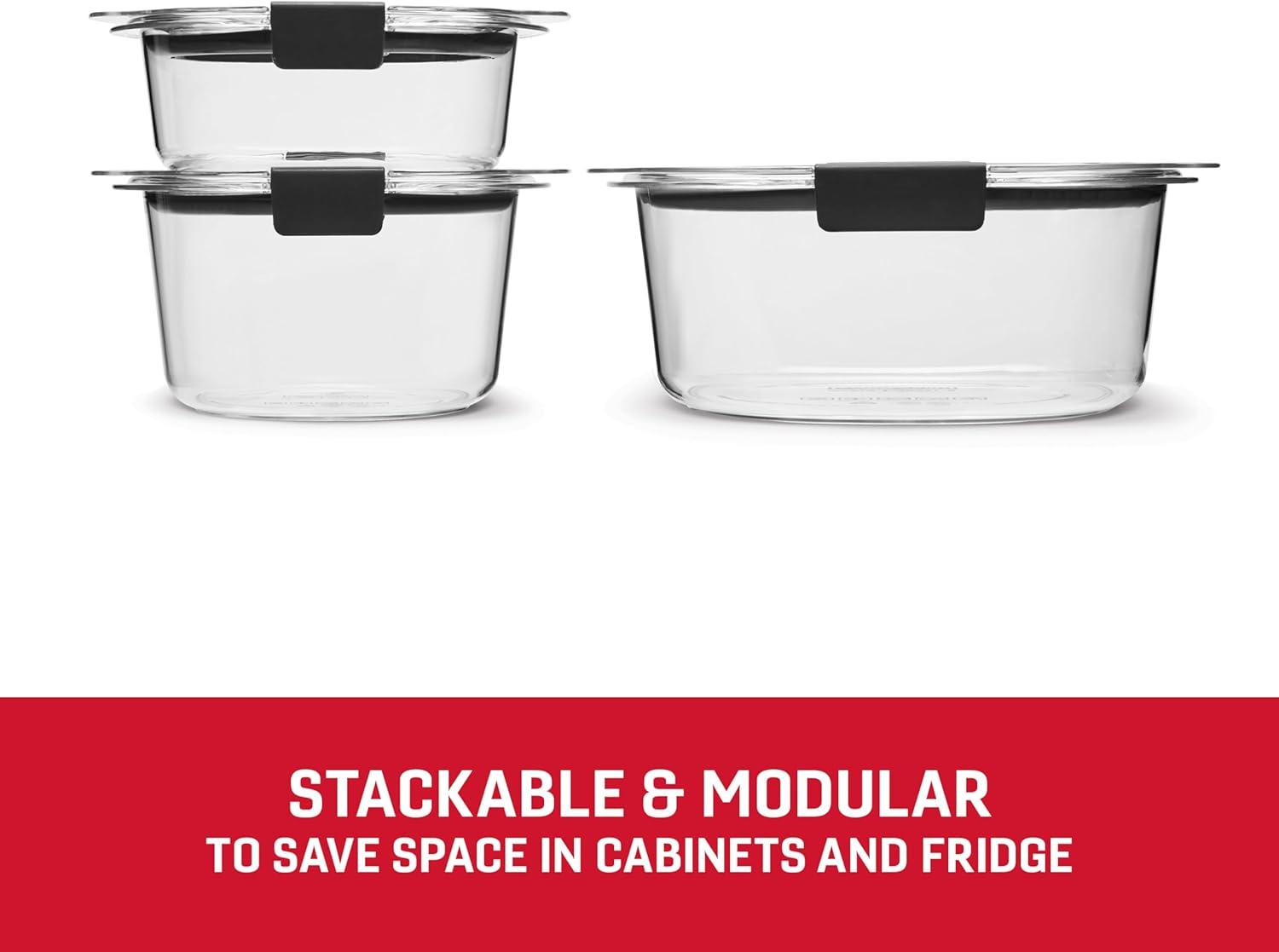 Rubbermaid 6pc Brilliance Round Food Storage Container Set: Glass Containers with Lids, Dishwasher-Safe, Clear