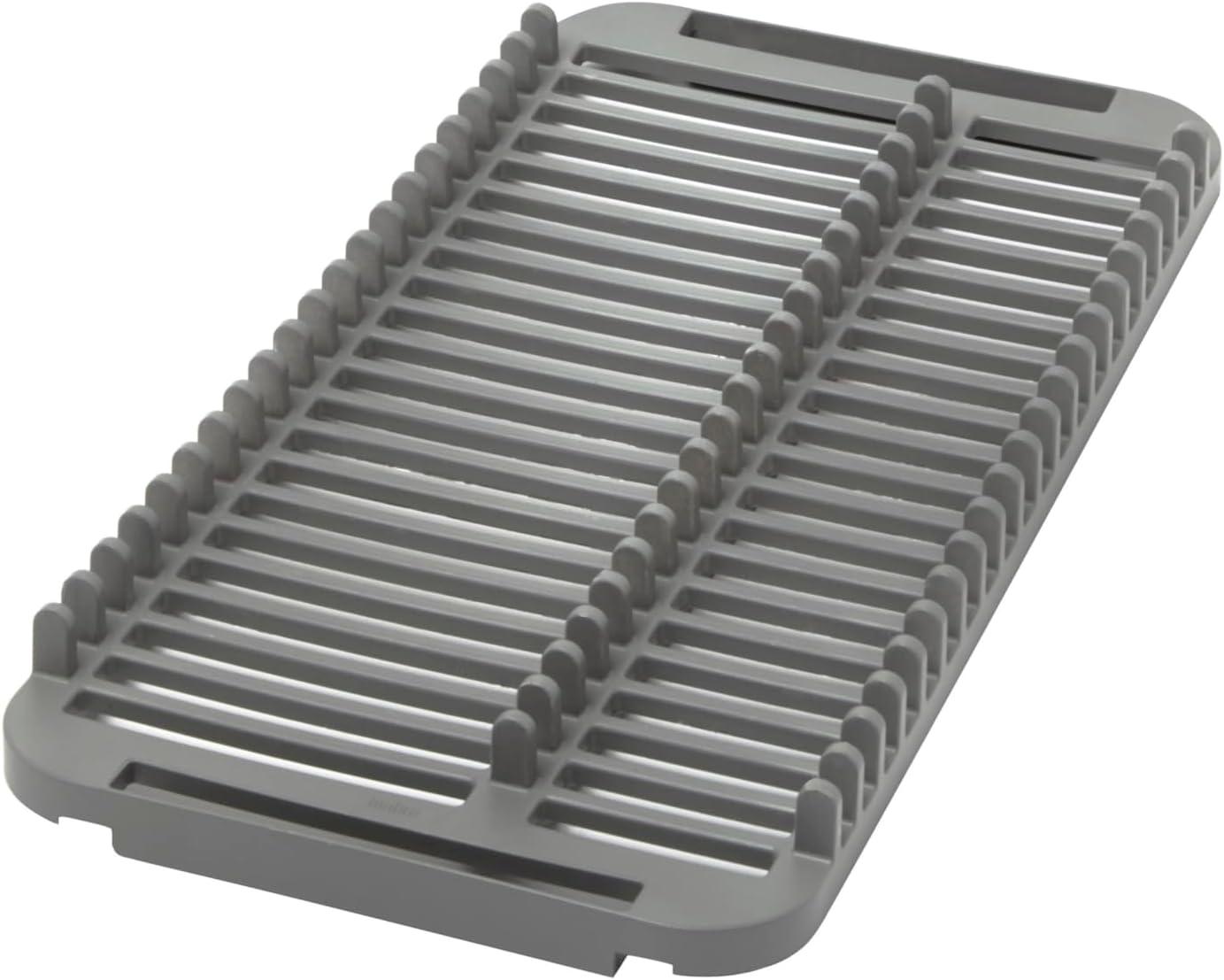 Compact Charcoal Polypropylene Dish Rack with Microfiber Mat