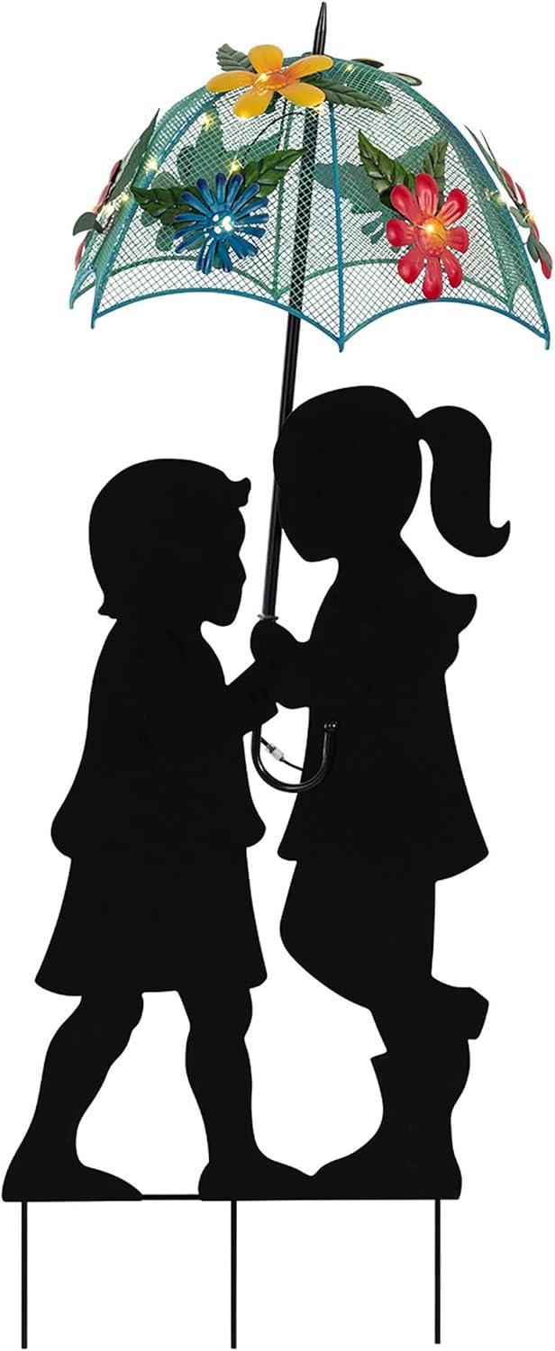 Winston Porter Gertrude Solar Girl and Boy Silhouette Garden Stake & Reviews | Wayfair