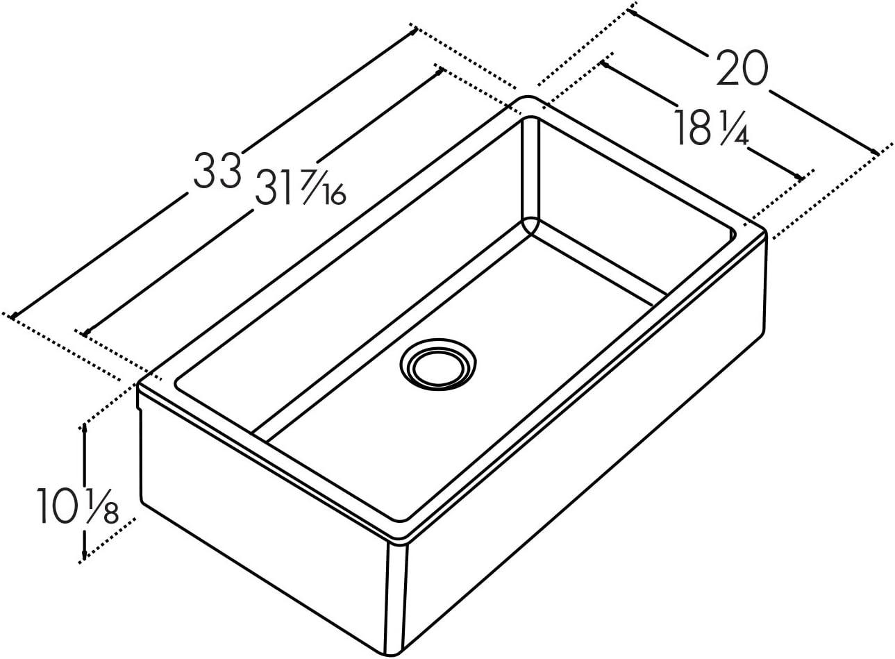 Farmhouse 33" L x 20" W Apron Kitchen Sink