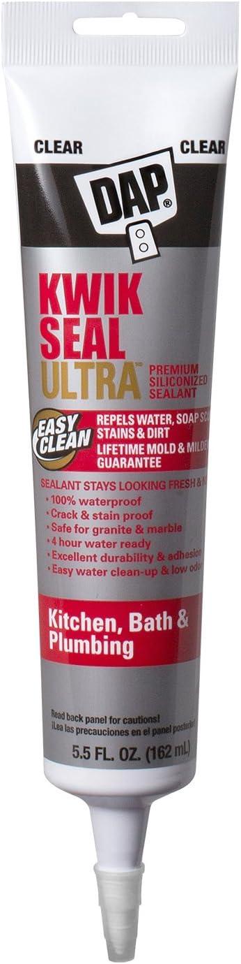 DAP Kwik Seal Ultra Clear Siliconized Acrylic Kitchen and Bath Caulk Sealant 5.5 oz