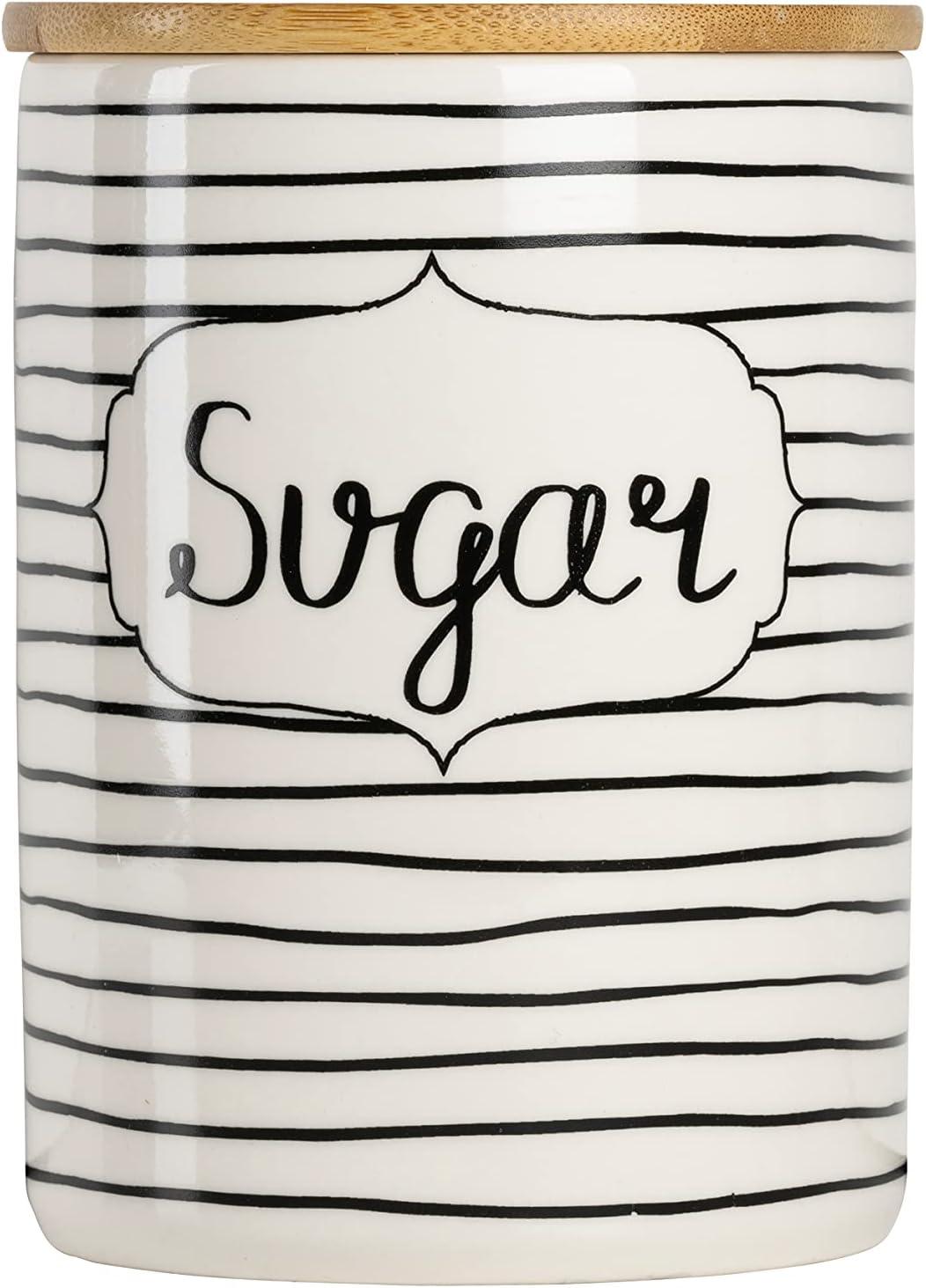 10 strawberry street everyday coffee, sugar, flour kitchen canister set, 3 piece, black/white