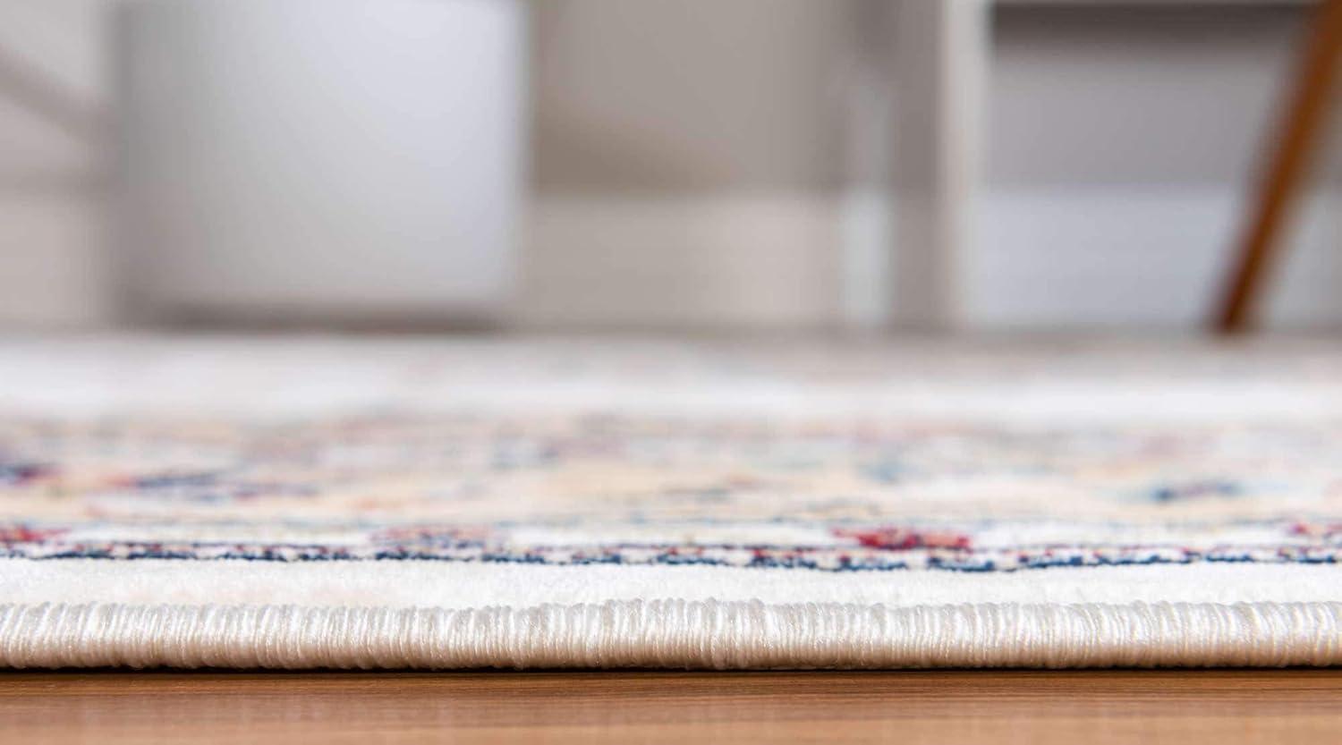 Unique Loom Windsor Narenj Rug Cream/Blue 3' x 5' 1" Rectangle Floral Traditional Perfect For Living Room Bed Room Dining Room Office