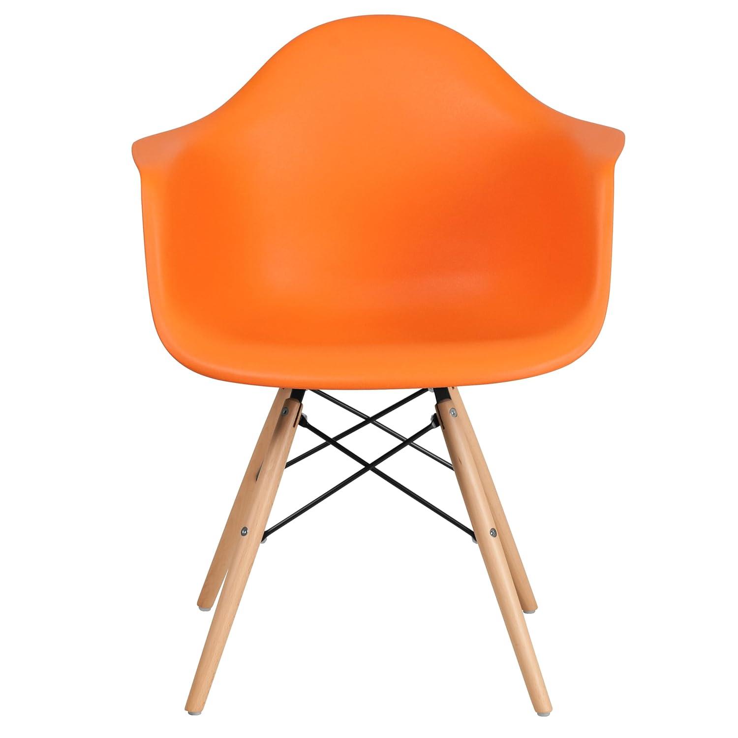 Flash Furniture Alonza Series Orange Plastic Chair with Wooden Legs