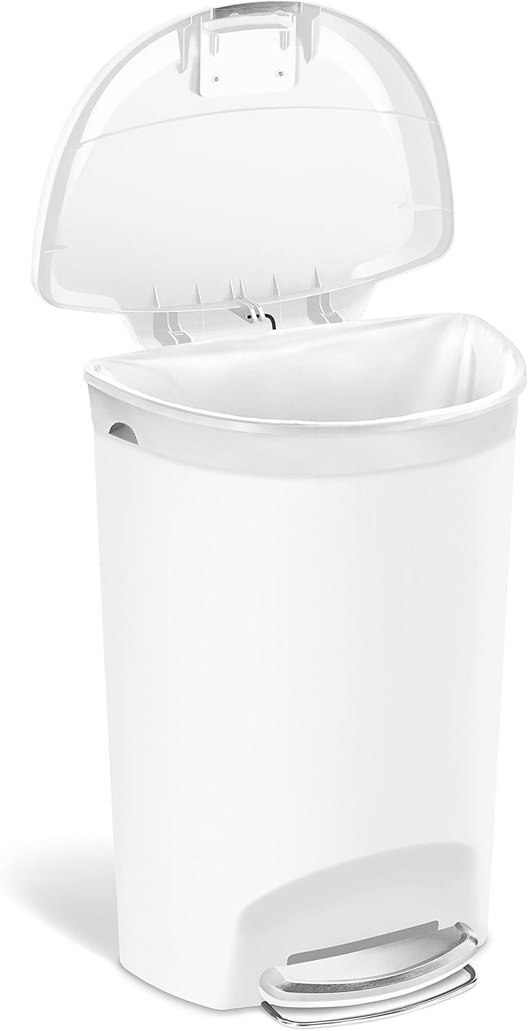 Simplehuman 50 Liter / 13 Gallon Semi-Round Kitchen Step Trash Can with Secure Slide Lock, Plastic