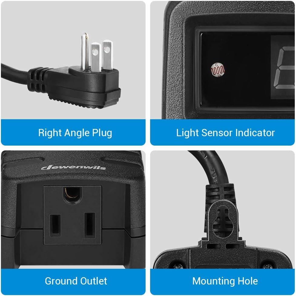 Black Outdoor Waterproof Light Timer with Photocell Sensor