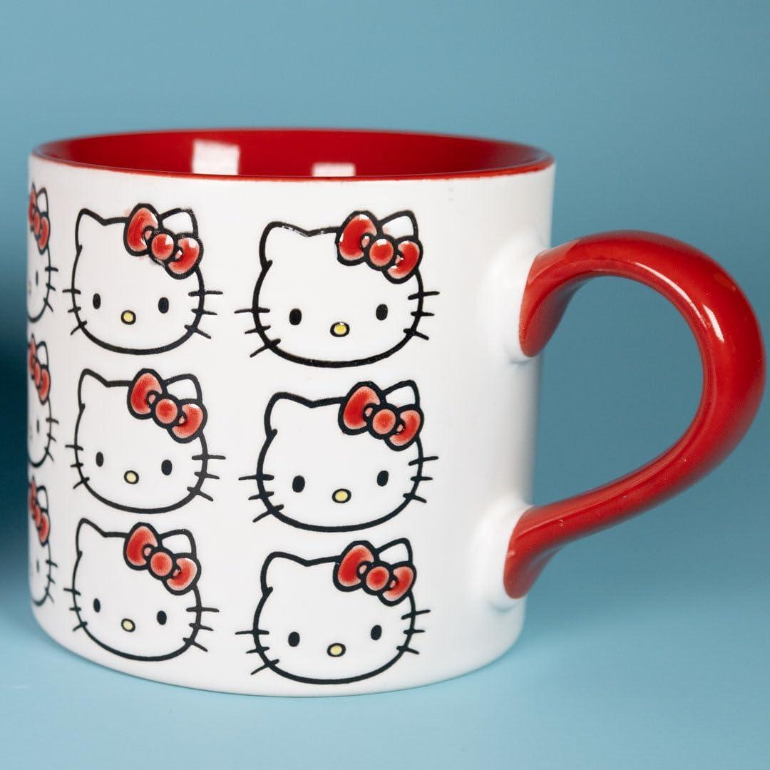 Hello Kitty White and Red Ceramic Mug Set, 18 Oz