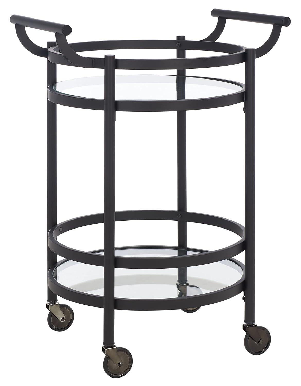 Sienna 2 Tier Round Bar Cart - BCT8001E - Matte/Black - Safavieh