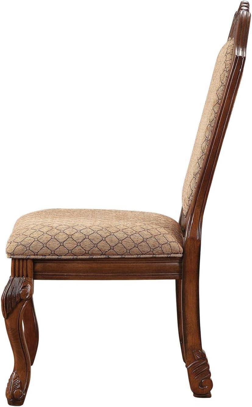 ACME Chateau De Ville Side Chair (Set-2), Fabric & Cherry