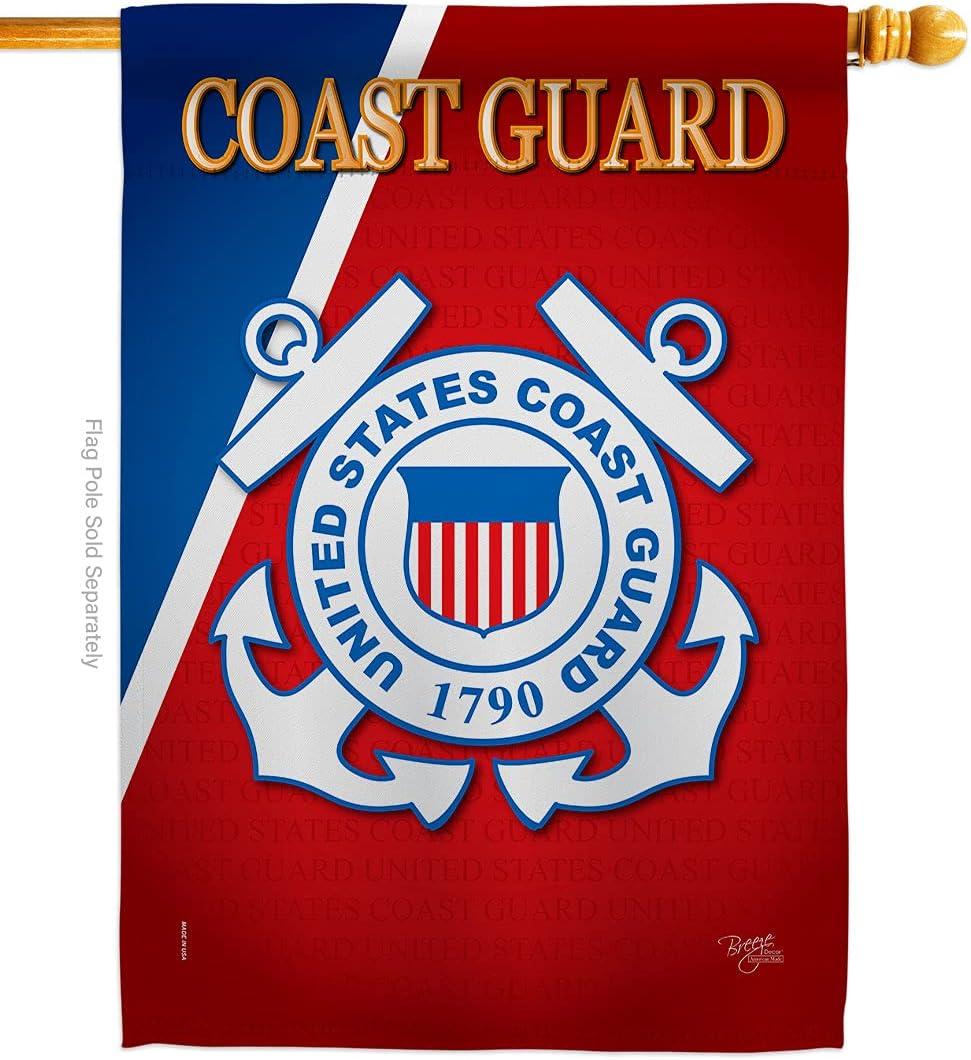Breeze Decor H108056-BO Coast Guard Americana Military Impressions Decorative Vertical 28" x 40" Double Sided House Flag