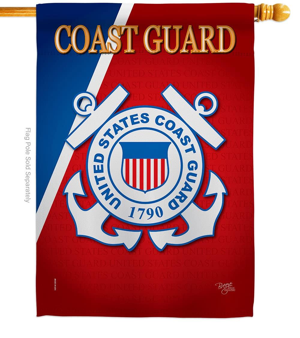 Breeze Decor H108056-BO Coast Guard Americana Military Impressions Decorative Vertical 28" x 40" Double Sided House Flag