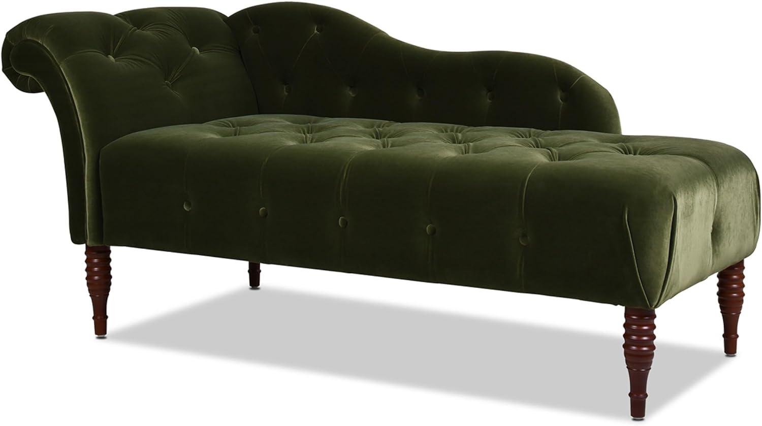 Jennifer Taylor Home Samuel Tufted Roll Arm Chaise Lounge Olive Green Velvet