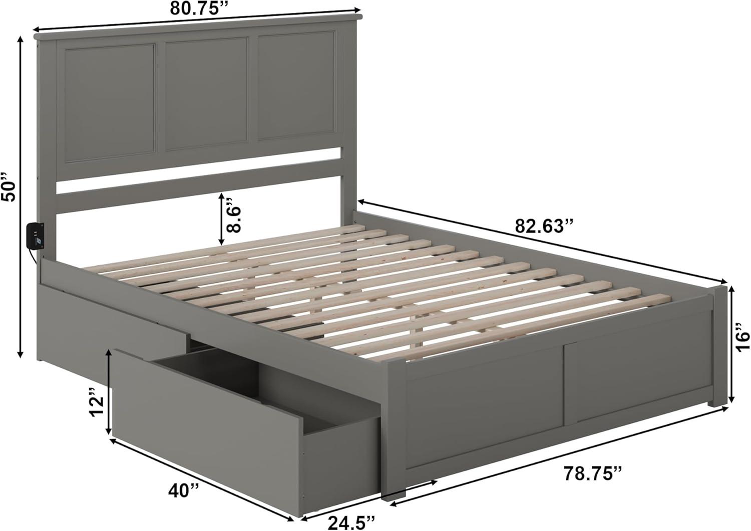 Madison Solid Wood Platform Storage Bed