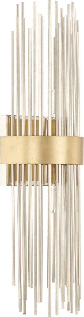 Lena Mid-Century Modern Fire and Ice Nickel Wall Sconce