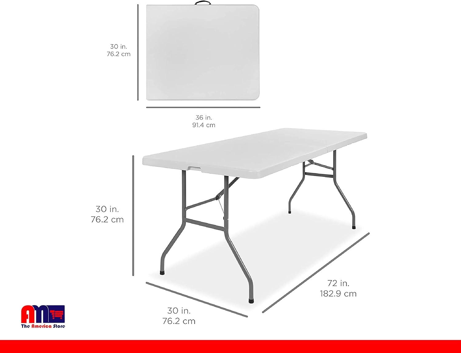 Best Choice Products 6ft Plastic Folding Table, Indoor Outdoor Heavy Duty Portable w/ Handle, Lock