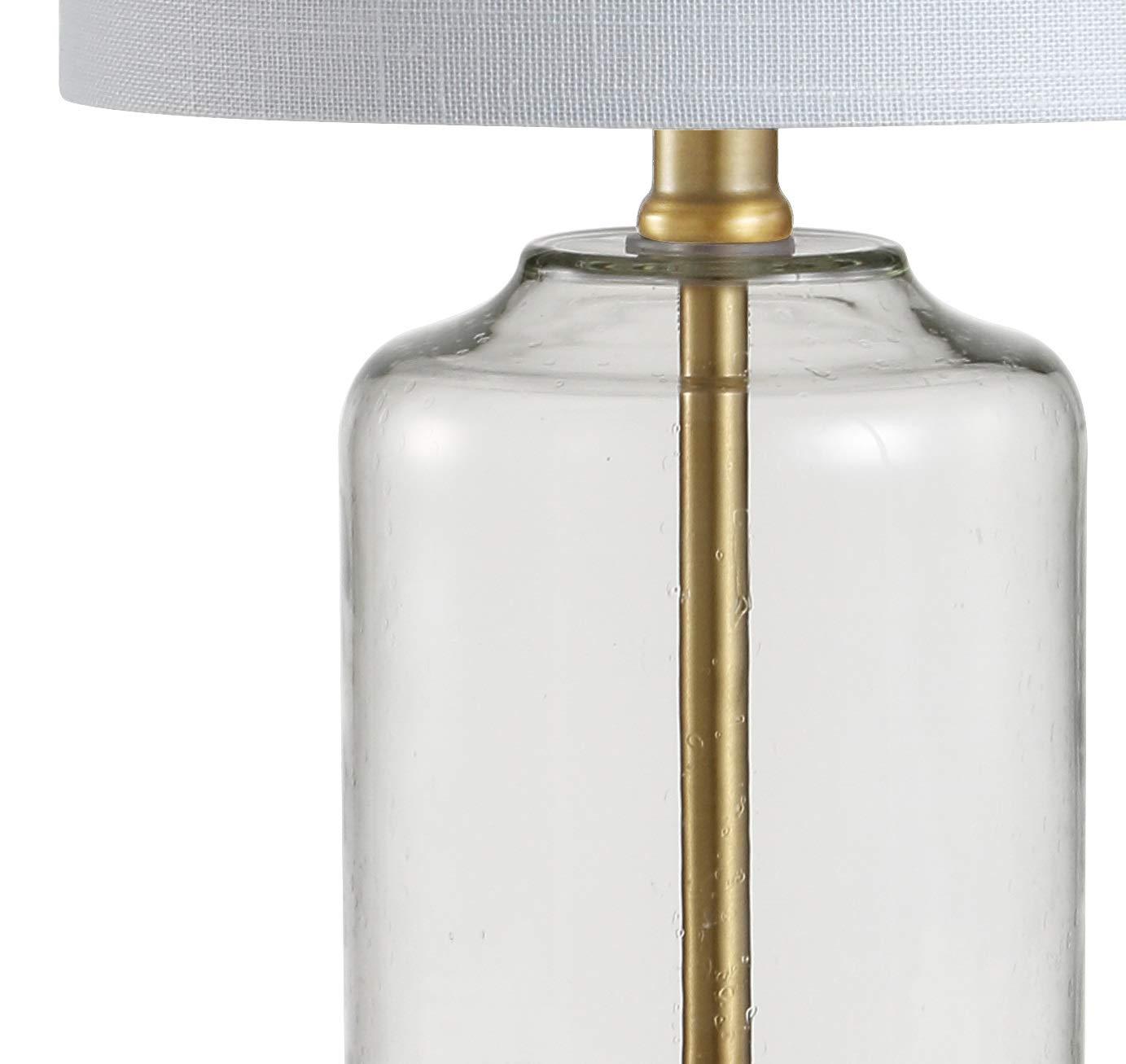 JONATHAN Y Duncan 19.5" Glass/Metal LED Table Lamp, Brass/Clear, JYL1033A