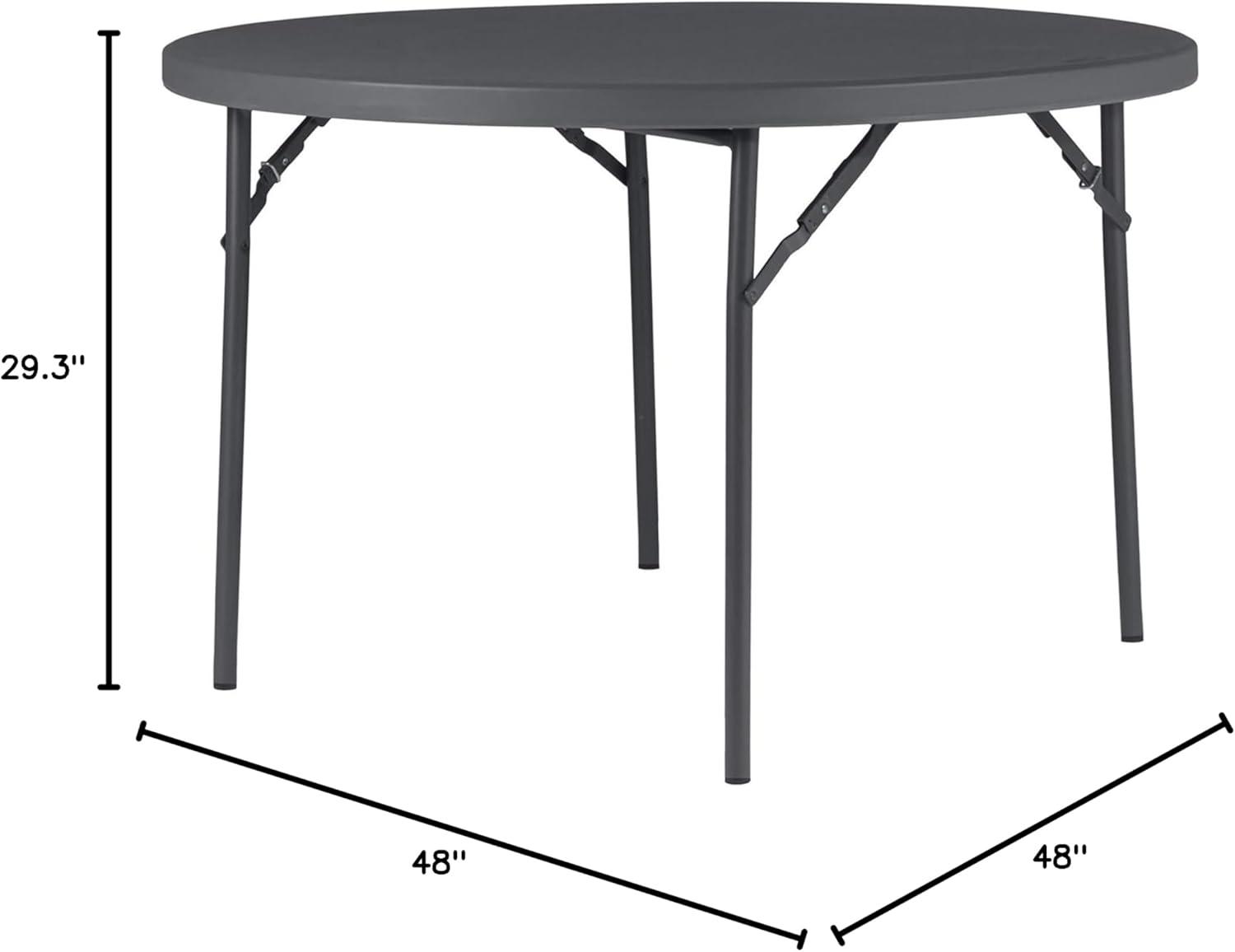 48'' Black HDPE Round Folding Table with Metal Legs