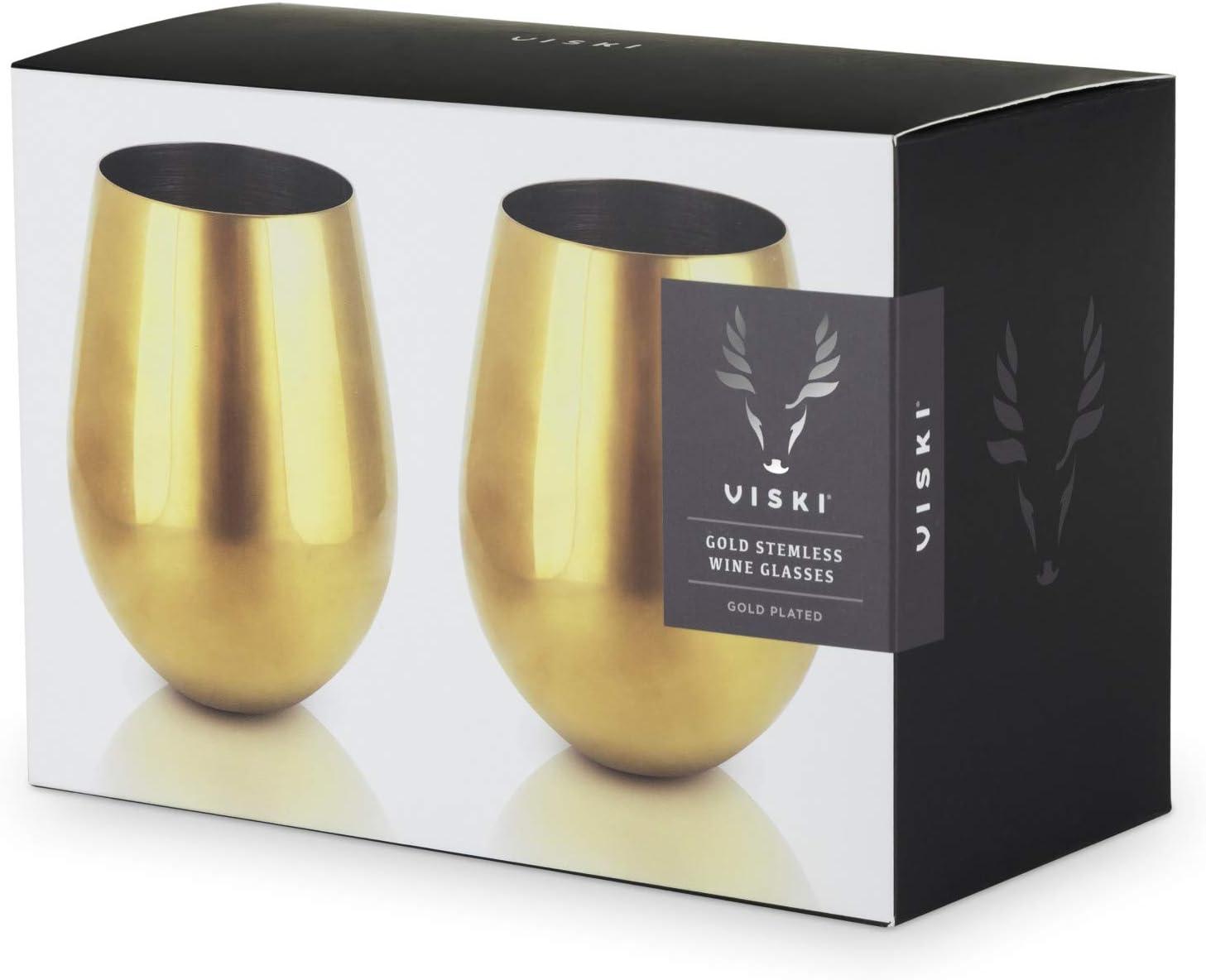 Belmont Stainless Steel Stemless Wine Glasses in Gold