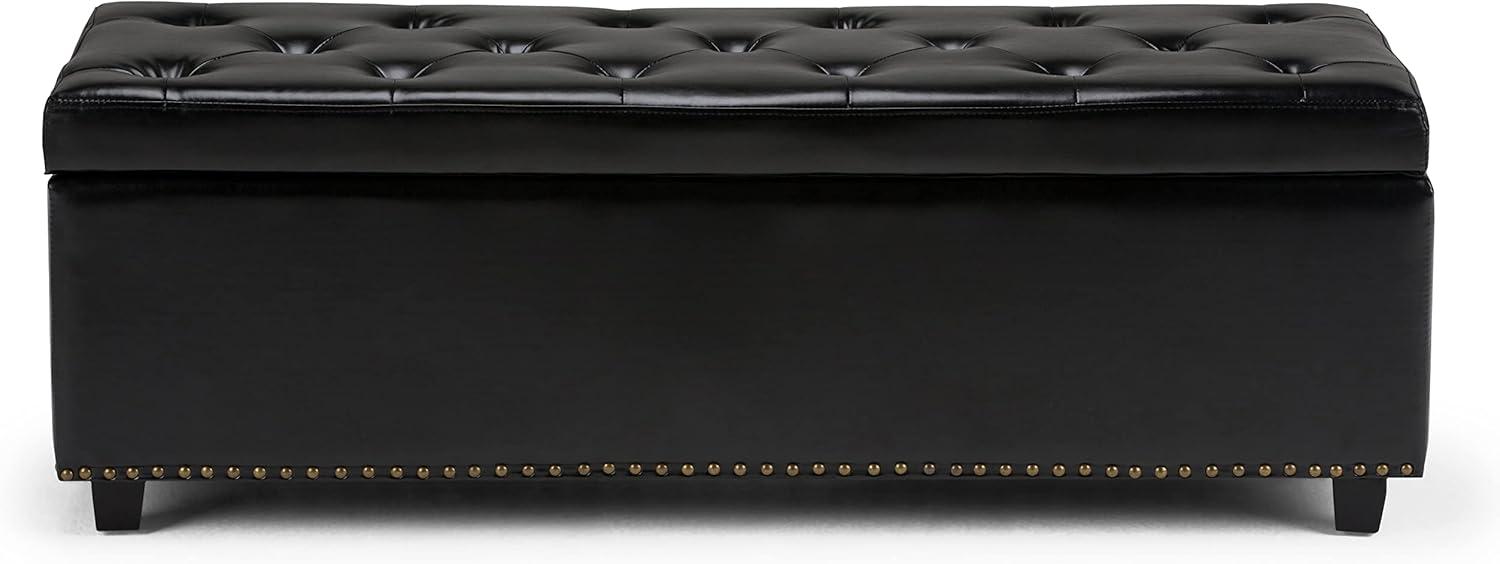 Simpli Home Hamilton 48"W Upholstered Storage Ottoman Bench with Lift-Top Lid, Tufted Design, and Nailhead Trim