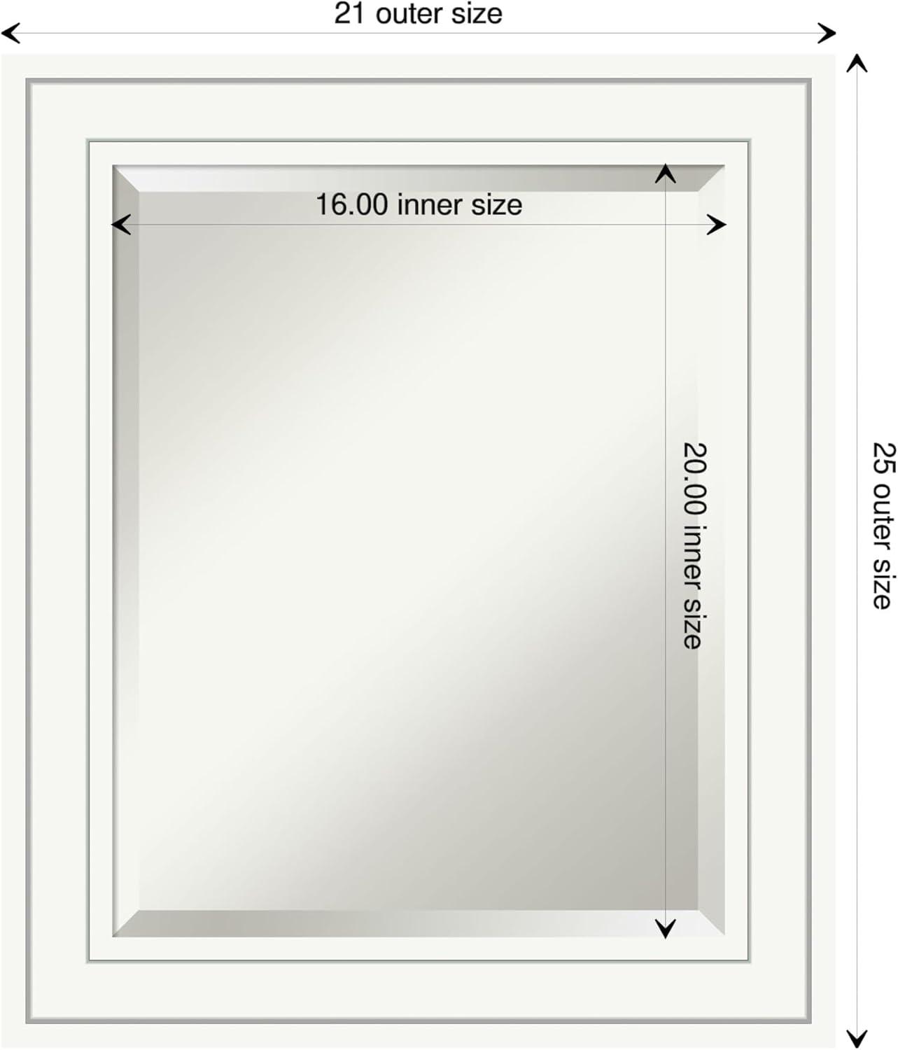 Amanti Art Beveled Wood Bathroom Wall Mirror - Craftsman White Frame Outer Size: 21 x 25 in