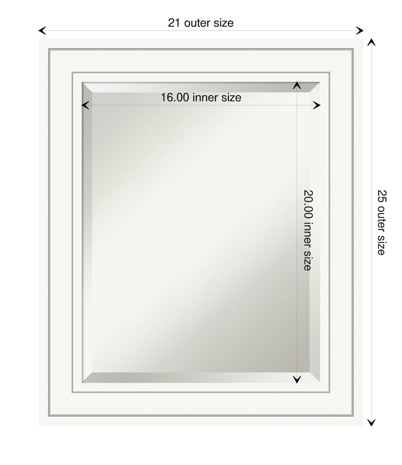 Amanti Art Beveled Wood Bathroom Wall Mirror - Craftsman White Frame Outer Size: 21 x 25 in