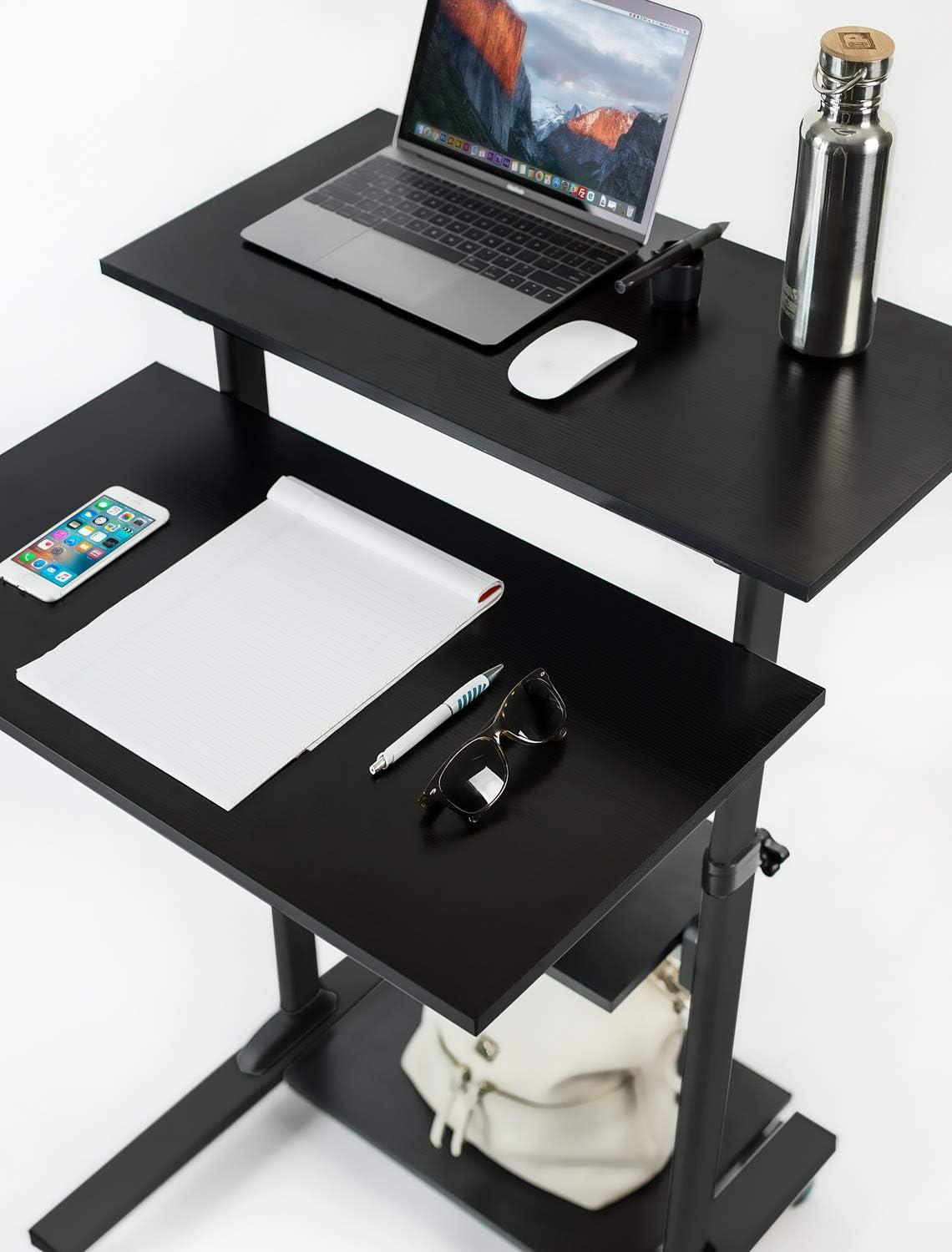 Mount-it Mount-It! Mobile Standing Desk and Rolling Presentation Cart ,27.5-Inch Platform, Locking Wheels
