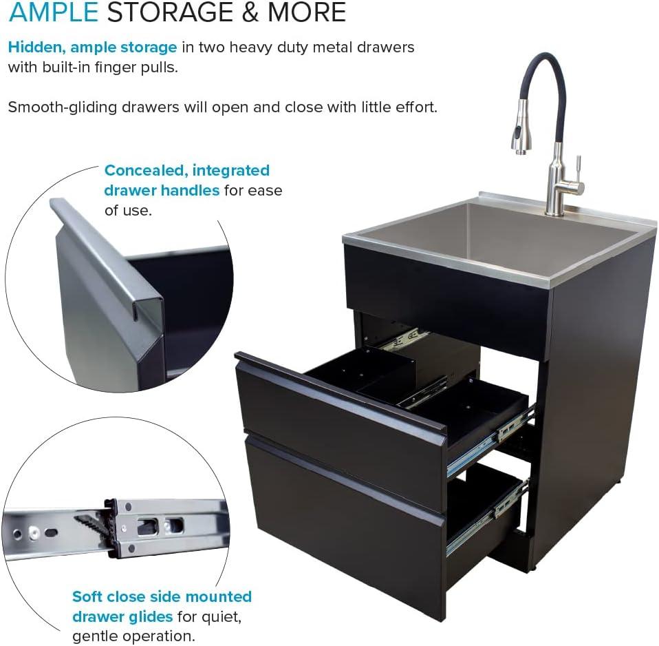 22'' L x 22'' W Free Standing Laundry Sink with Faucet