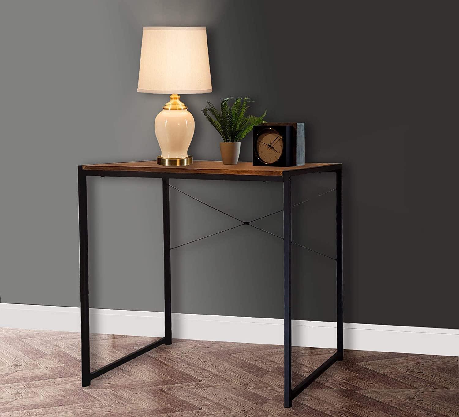 eHemco Multifunction Rectangular Home Office Writing Study Desk with Black Top and Silver Legs