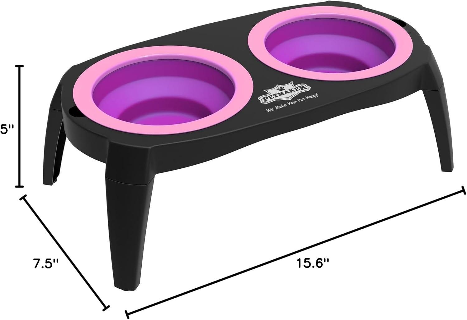 PETMAKER Raised Cat and Dog Food Bowl Stand, Pink