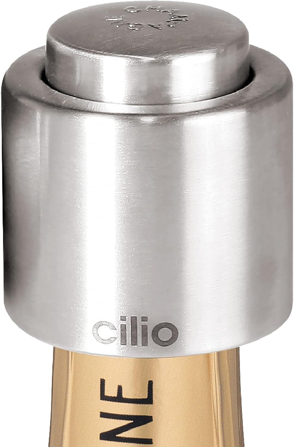 Cilio Stainless Steel Champagne Sealer with Brushed Finish