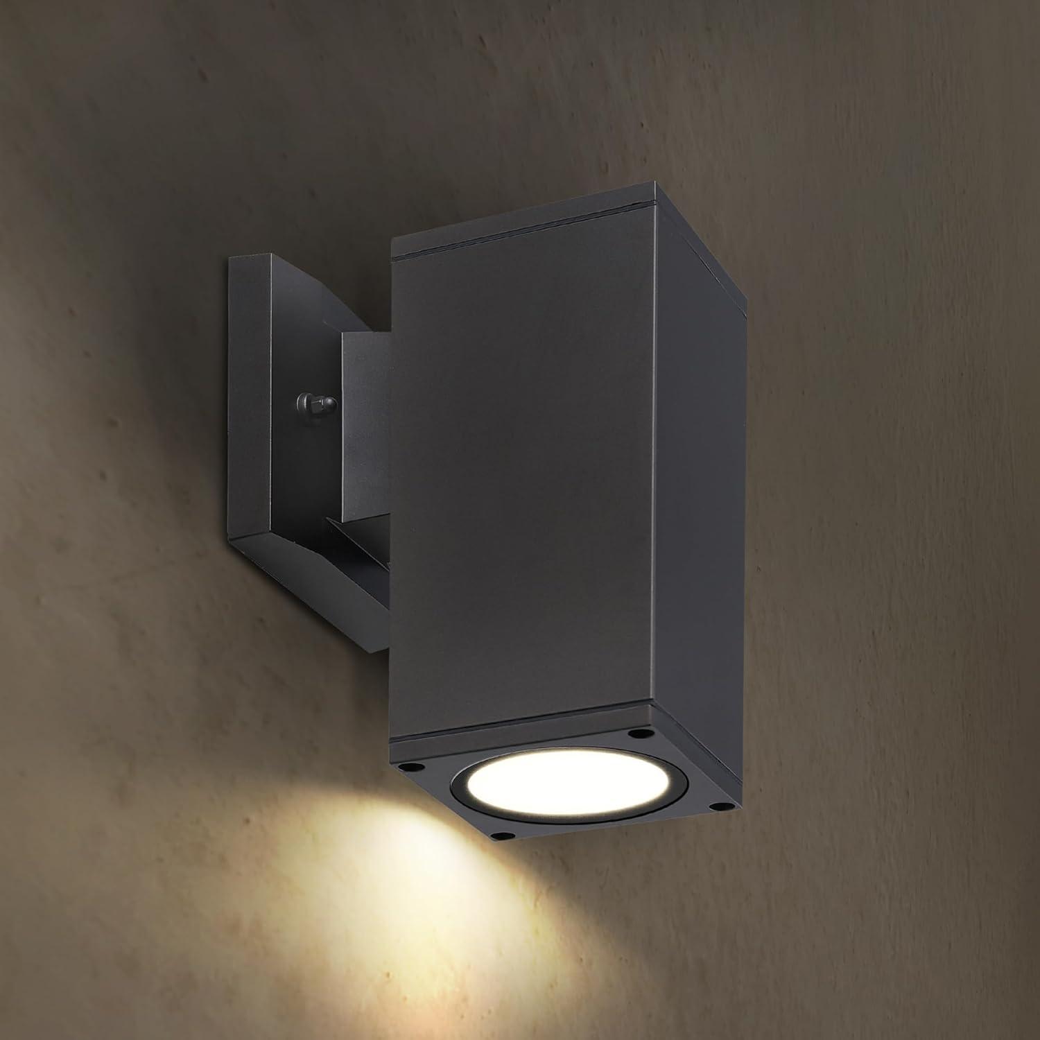 ASD LED 1-Way Round Cylinder Wall Light Fixture | 9W 1000LM 3000-5000K 120V | 3CCT, Photocell, Wateproof, ETL Listed | Exterior Patio Lighting Sconce, Dusk to Dawn Outdoor Lamp | Dark Bronze