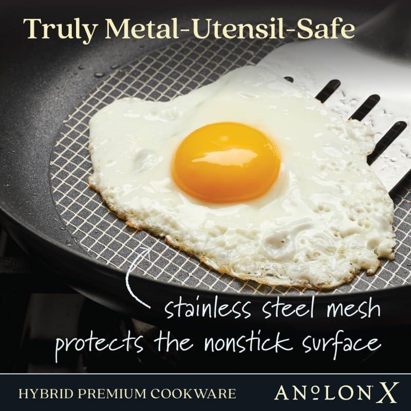 Anolon X 8.5" and 10" Hybrid Nonstick Induction Frying Pan Se Charcoal Gray