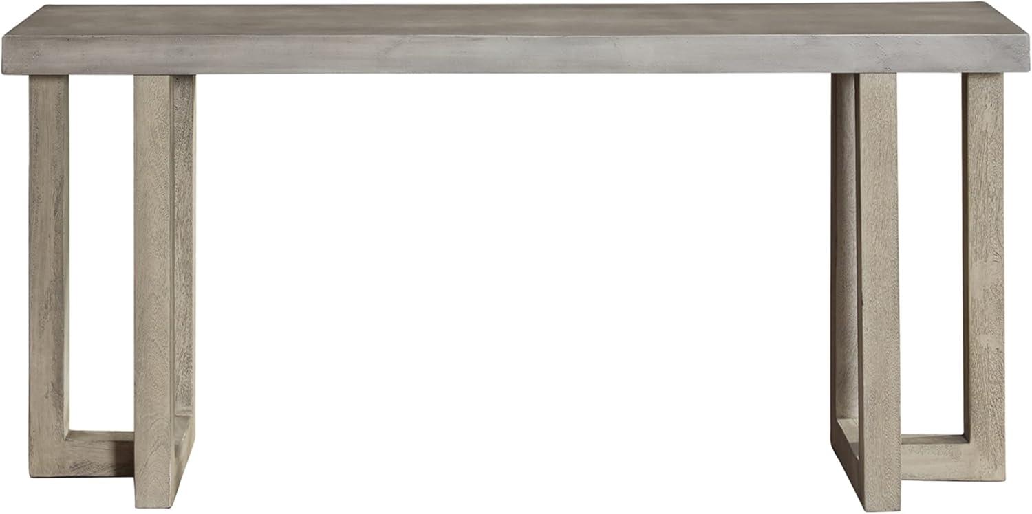 Gray Mango Wood Console Table with Faux Concrete Top