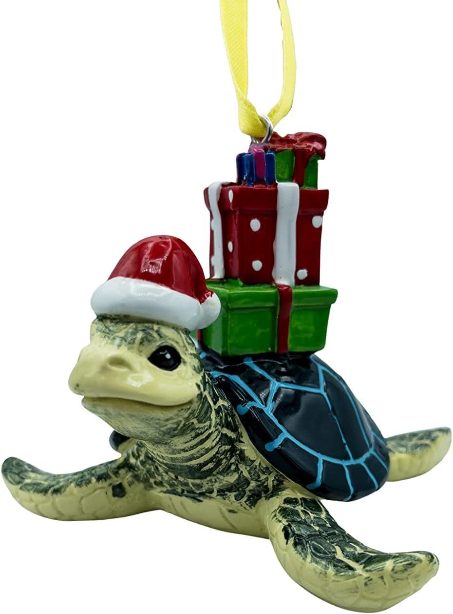 Blue Sea Turtle Coastal Resin Christmas Tree Ornament