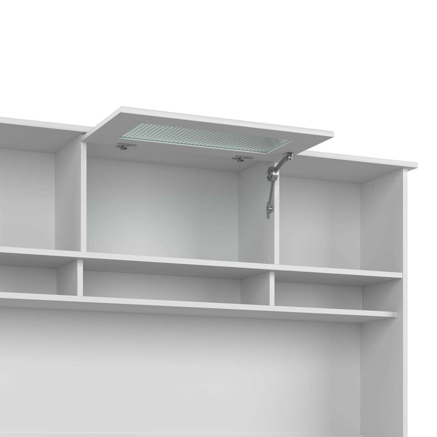 Cabot 60W Sit to Stand L Desk with Hutch in White - Engineered Wood