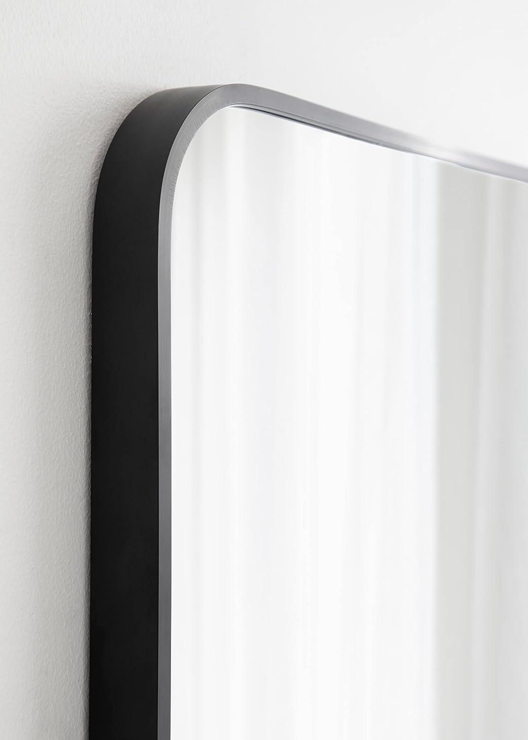 Kate and Laurel Zayda Radius Rectangle Framed Wall Mirror, 30x42, Black