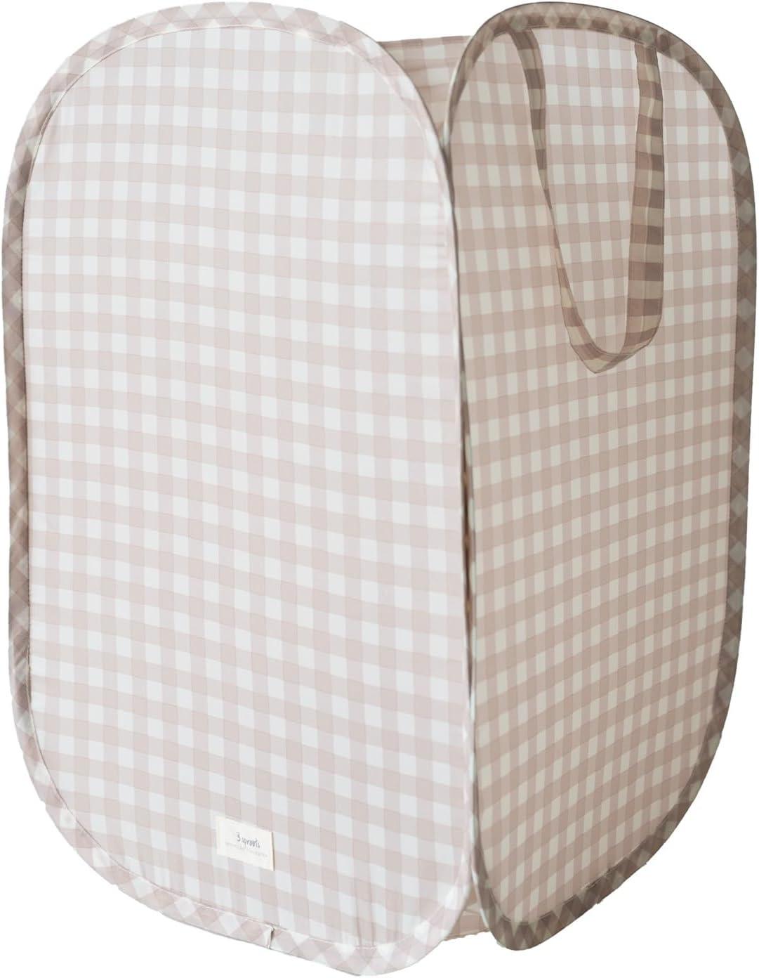 3 Sprouts Baby & Kids Recycled Fabric Pop-up Laundry Hamper - Gingham Beige