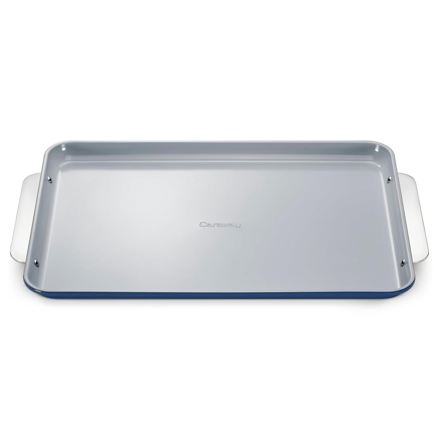 Caraway Non-Stick Ceramic Large Baking Sheet Navy: Aluminized Steel, Rectangle, Hand Wash, Cookie Sheet, 1 Year Warranty