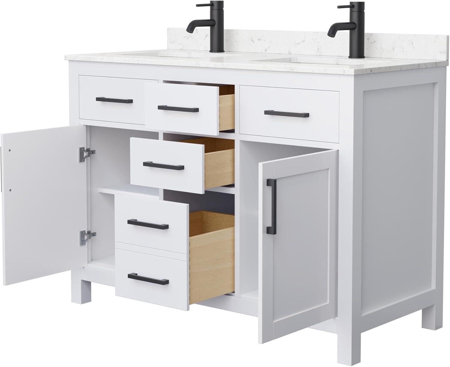 Wyndham Collection Beckett 48" Wood Double Bathroom Vanity in White/Black