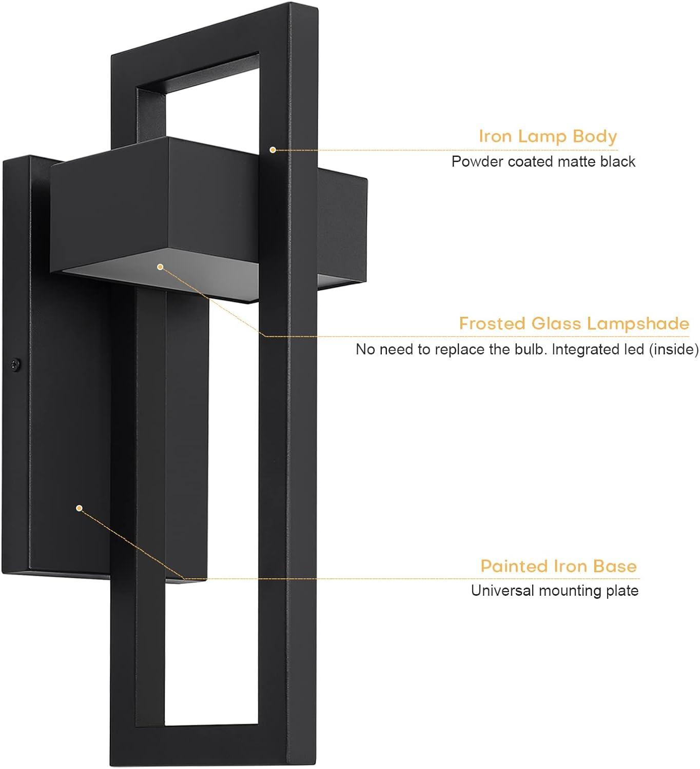 Black Matte Integrated LED Outdoor Wall Sconce Set