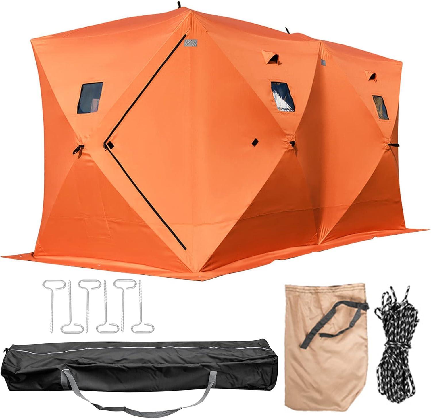 Red Pop-Up 2-Person Insulated Ice Fishing Tent with Carry Bag
