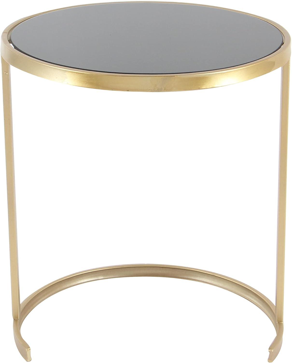 Elegant Gold Metal and Mirrored Glass Round Nesting Tables, Set of 3