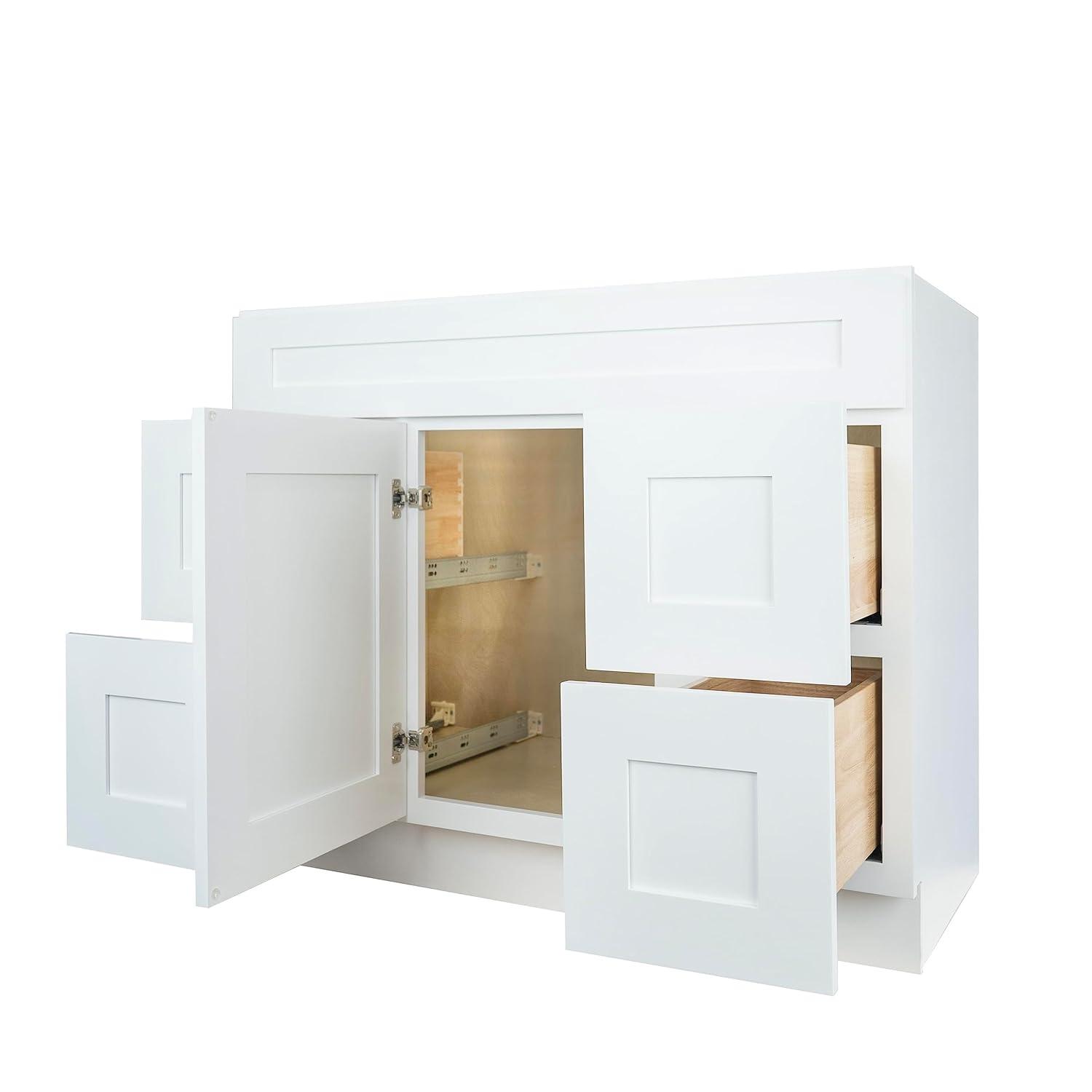 White Shaker Freestanding Bathroom Vanity with Drawers